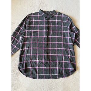 Vince XXL‎ Skipton Plaid Flannel Shirt Classic Fit Button Down Gray Purple